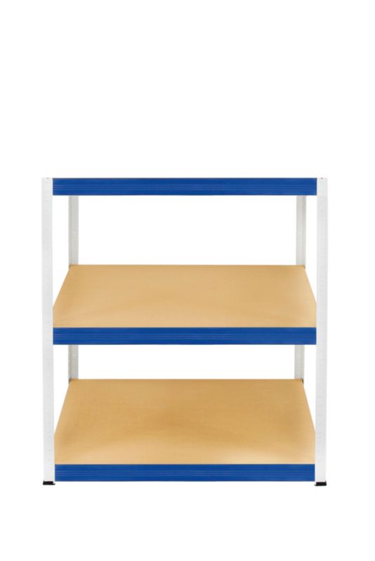 Regał magazynowy garażowy metalowy MODO24 biało-niebieski helios 106x110x30cm 3 półki po 350 kg 1 szt.