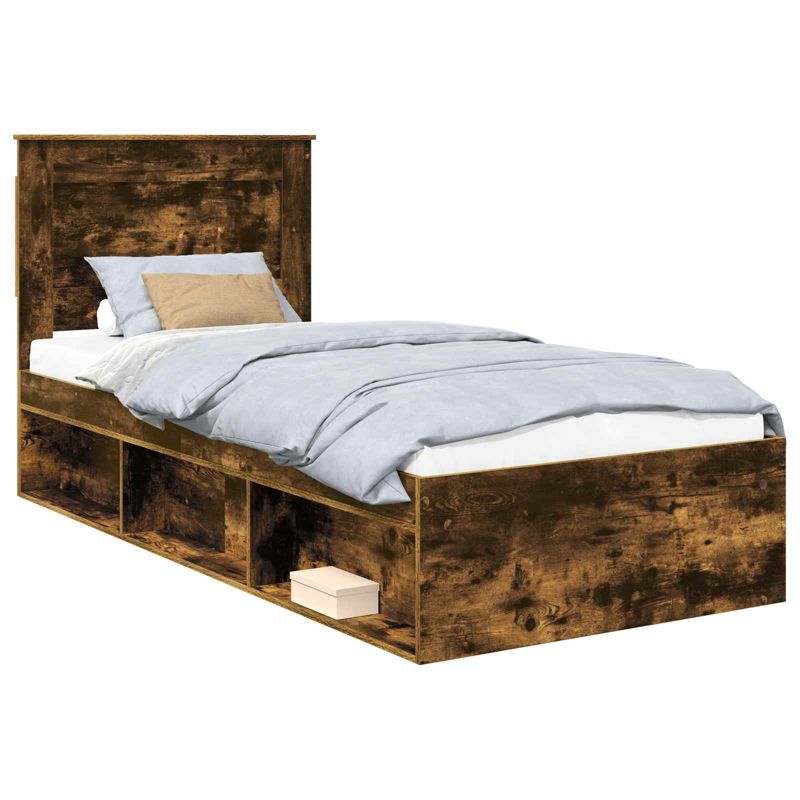 Łóżko Drewniane WaszeMeble z Szufladami 90x200 cm Brązowe WM-3410140 1 szt.