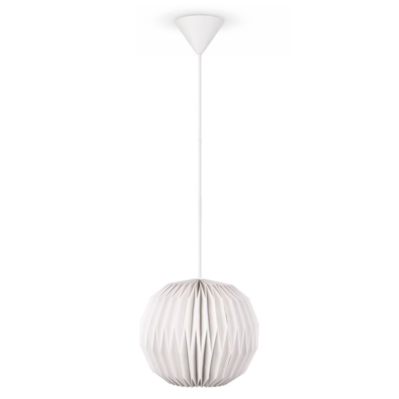 Lampa wisząca sufitowa kula biała papierowa E27 30 cm do wnętrz 1 szt Ledhoff