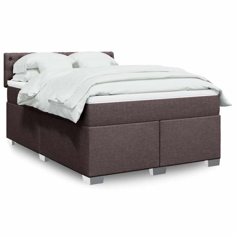 Łóżko z materacem WaszeMeble 135x190 cm Ciemny brąz tkanina z LED WM-3288193 1 szt.
