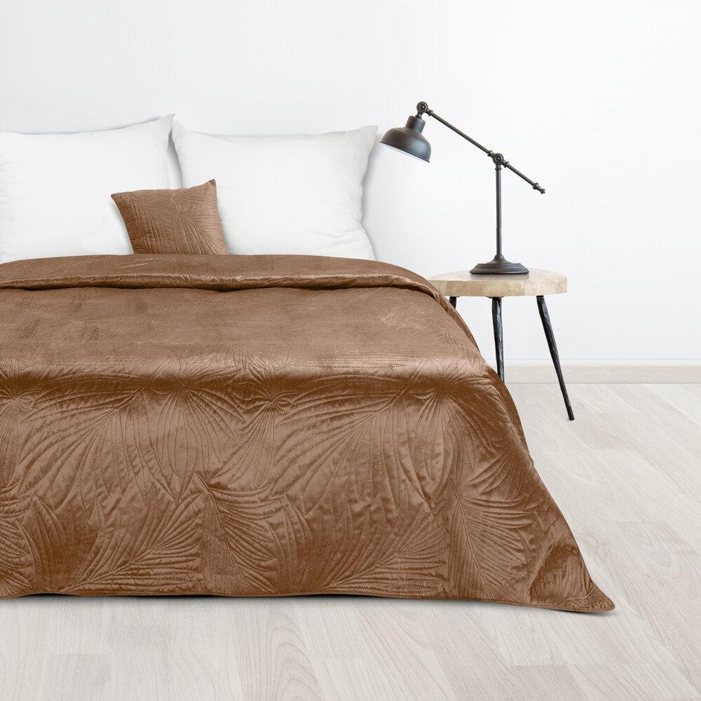 Narzuta 220x240 cm LUXO 4 welurowa ceglasty miękka w dotyku na łóżko