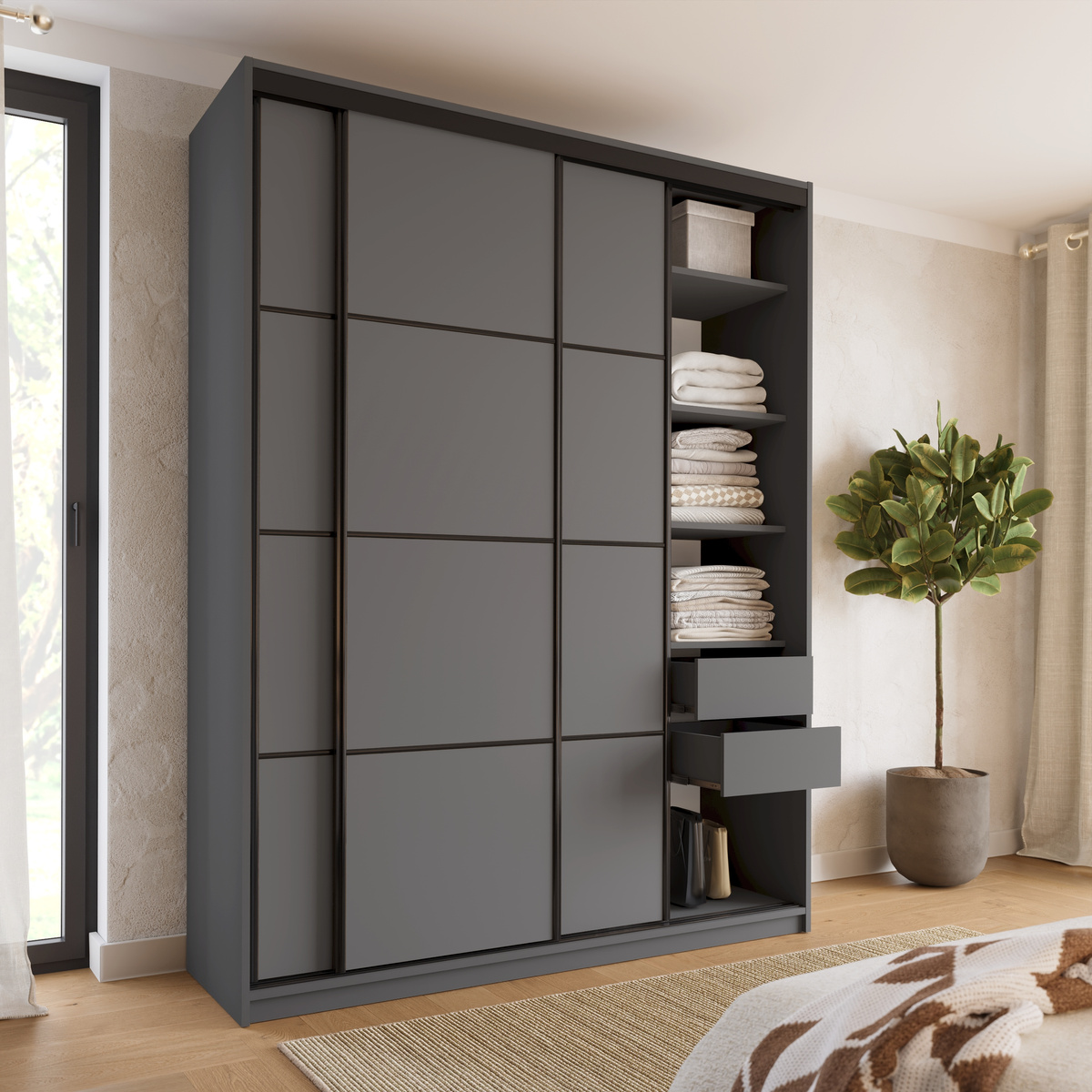 Pojemna trzydrzwiowa szafa przesuwna 180 cm LOFT MAX