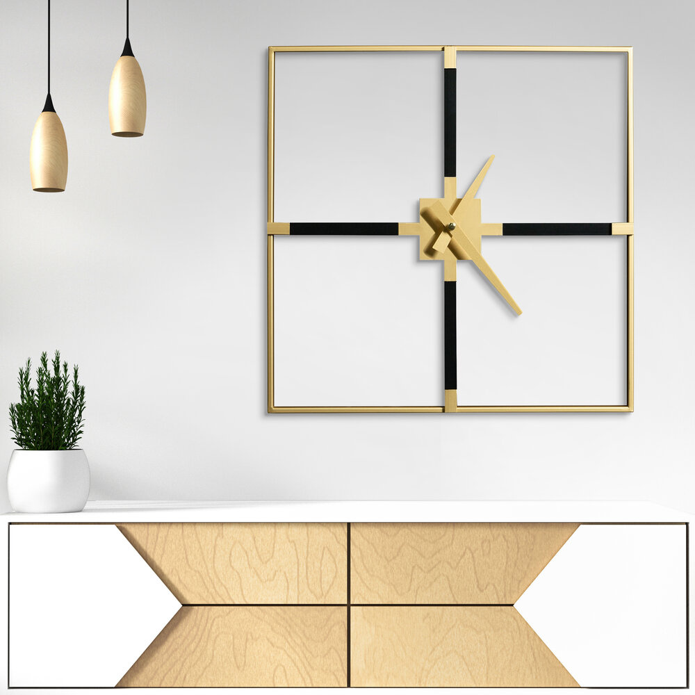 Zegar ścienny dekoracyjny 80x5x80 cm czarny żelazny na baterię AA