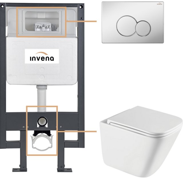 INVENA Zestaw podtynkowy 50 mechaniczny, miska PATRAS, deska, przycis