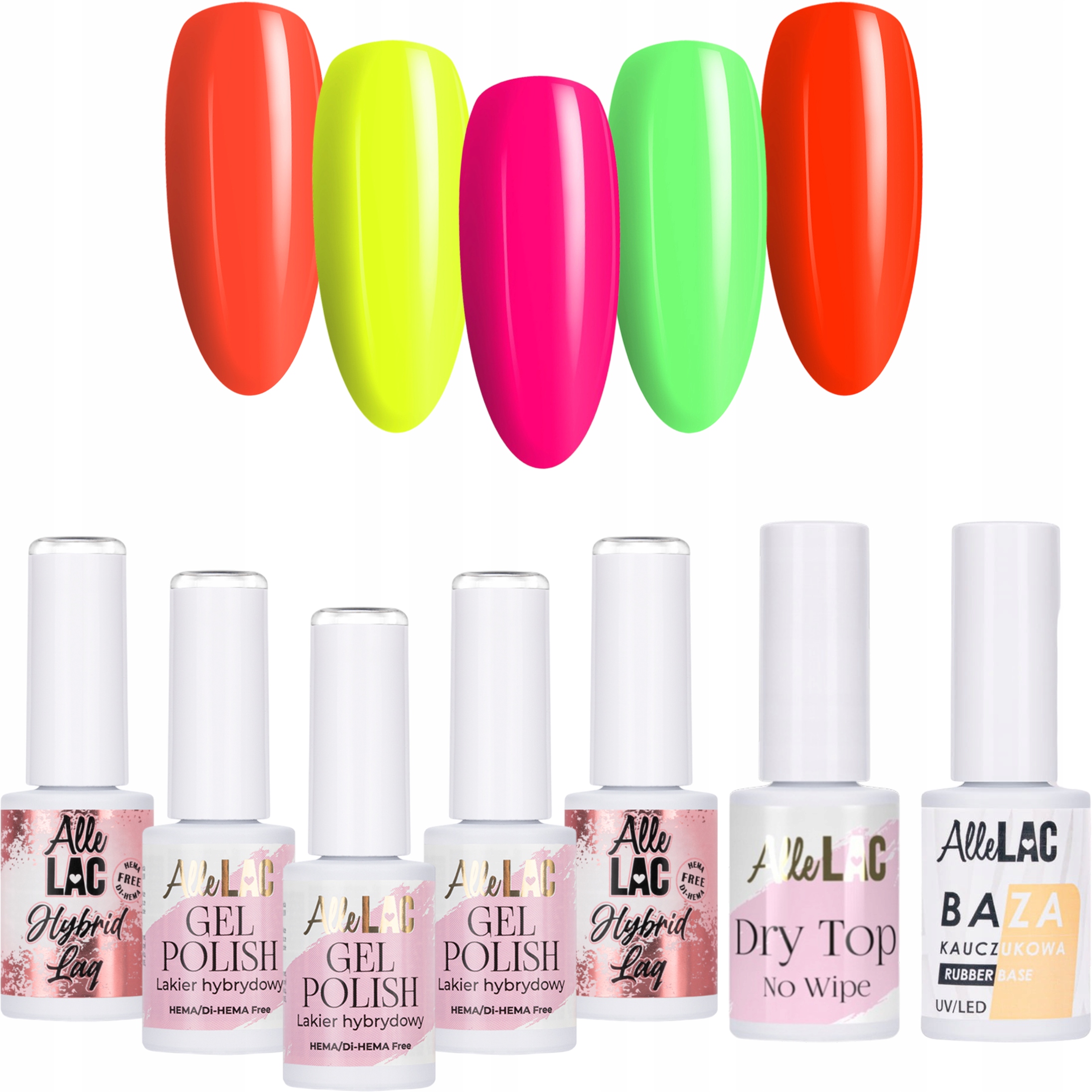 Zestaw Do Paznokci Skittle Nails AlleLac + baza i top 7w1