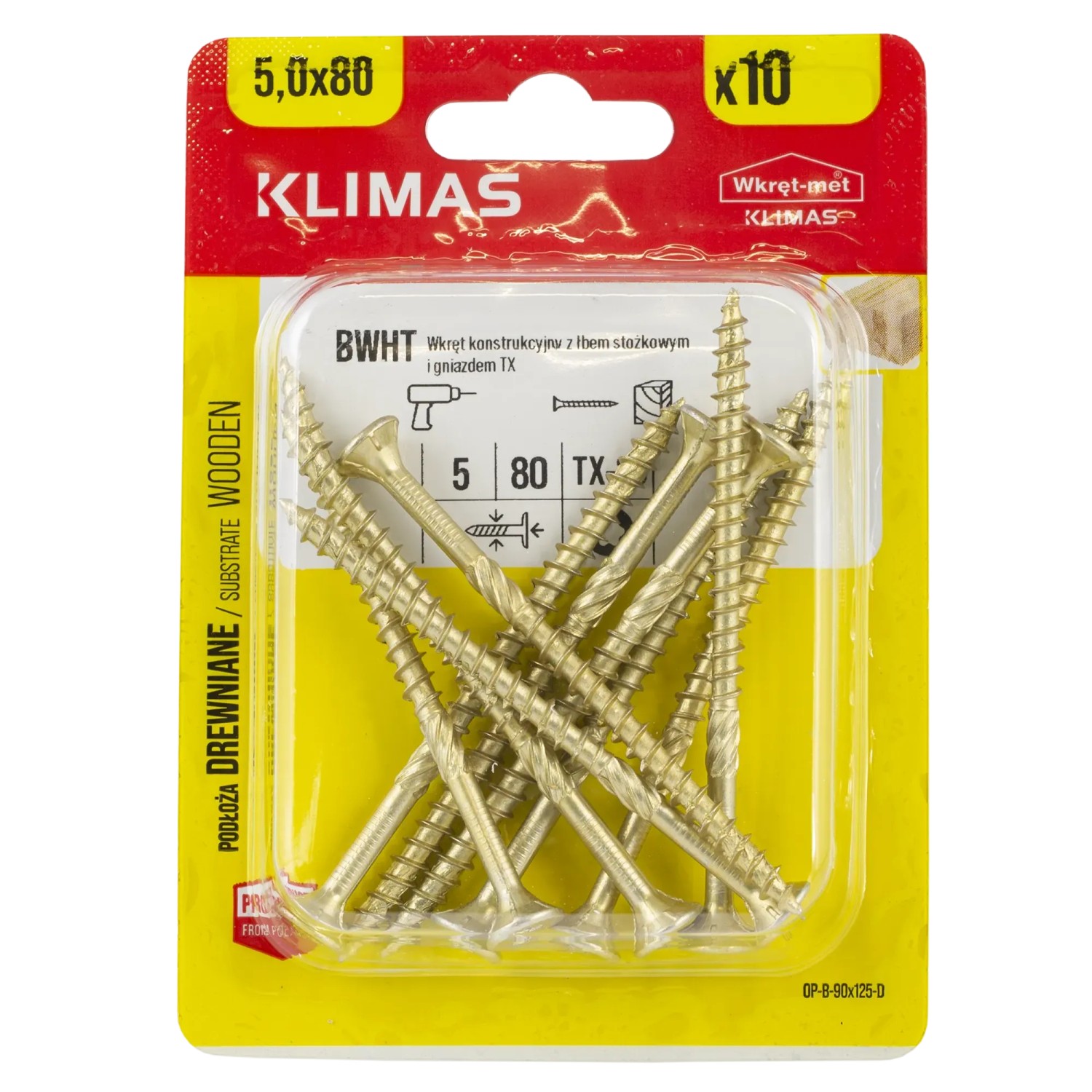 Klimas Wkręt konstrukcyjny z łbem stożkowym torx 5x80 mm