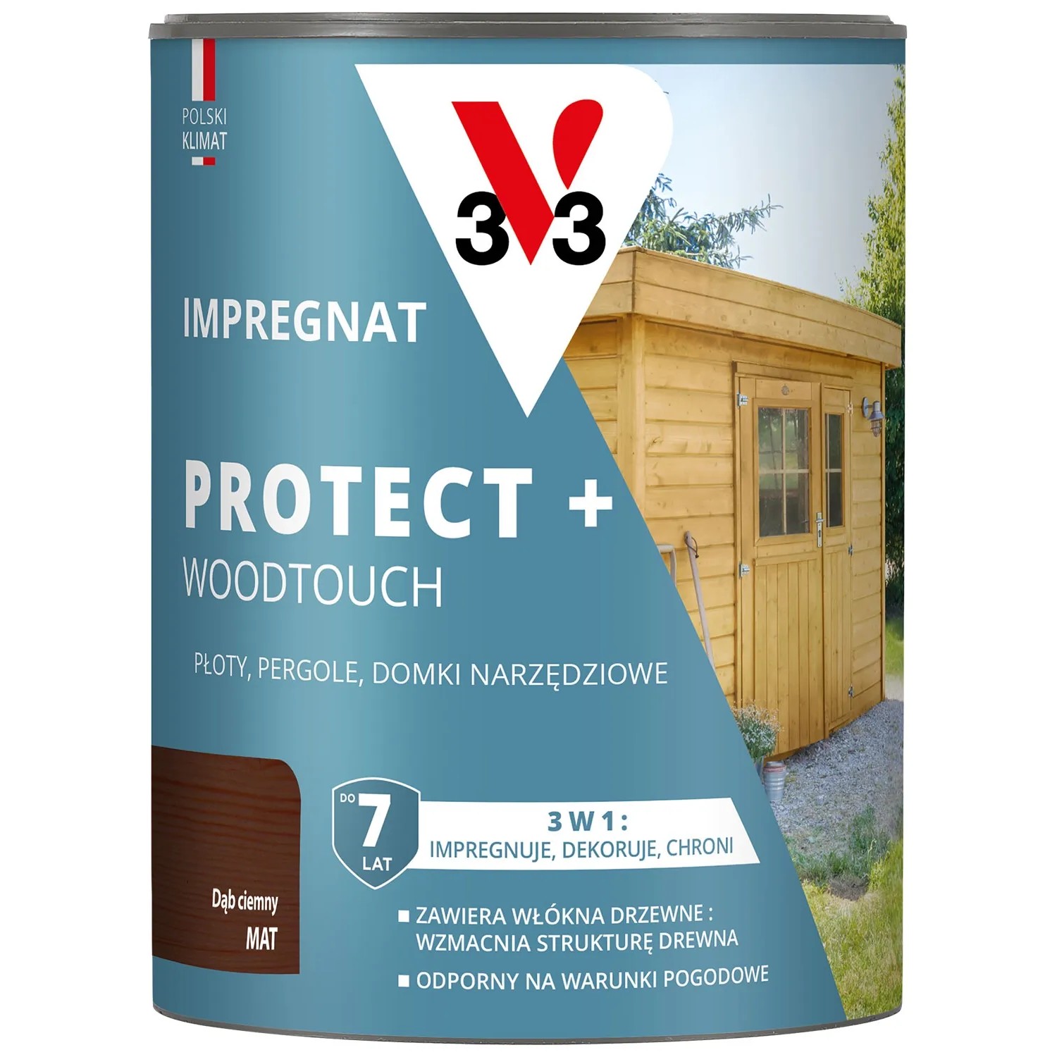 V33 Impregnat Protect+ dąb ciemny 0,7L