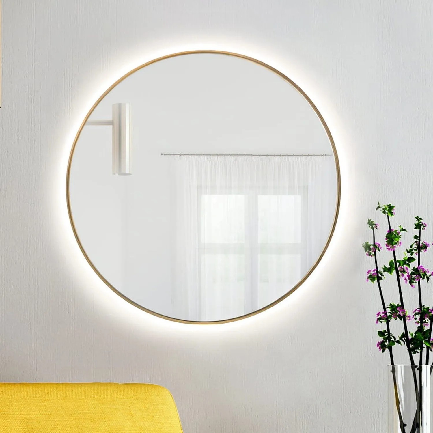 Lustro LED Bright Round Złote Neutralne 80x80 cm
