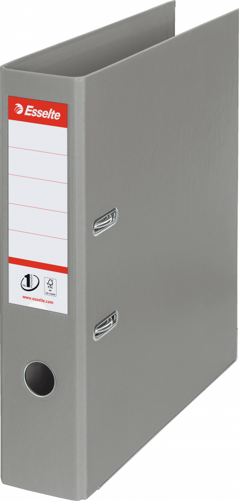 Segregator A4 Esselte No.1 Power, 75mm, do 500 kartek, 30% PP z recyklingu, szary