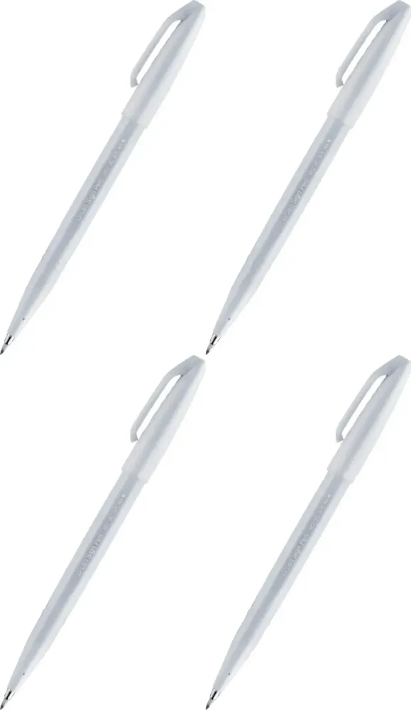 4x Pisak pędzelkowy do kaligrafii Pentel Brush Sign Pen SES15C, 2.07mm, jasnoszary