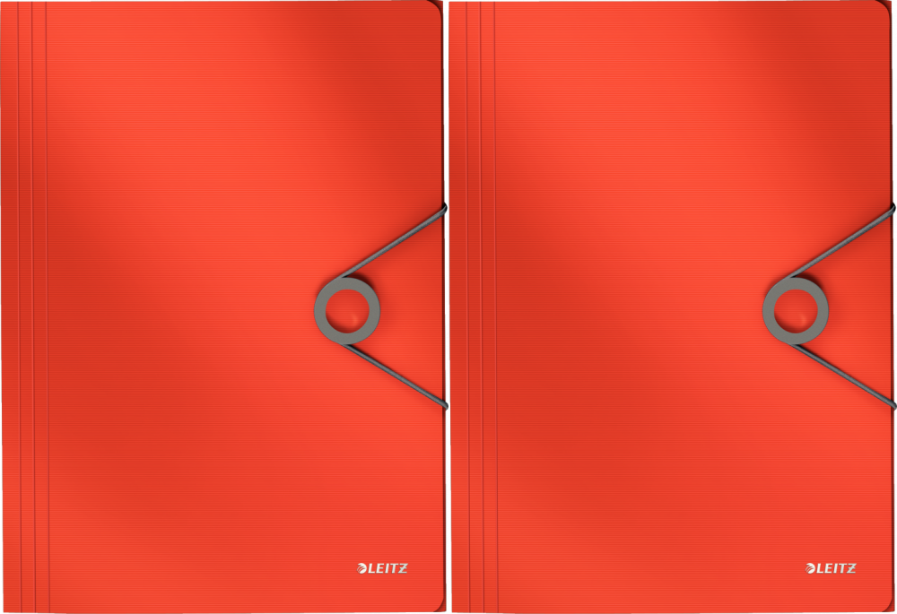 2x Teczka na dokumenty Leitz Solid, z gumką, A4, PP, 15mm, jasnoczerwony