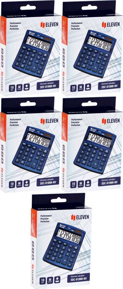 5x Kalkulator biurowy Eleven SDC-810NRNVE, 10 cyfr, granatowy
