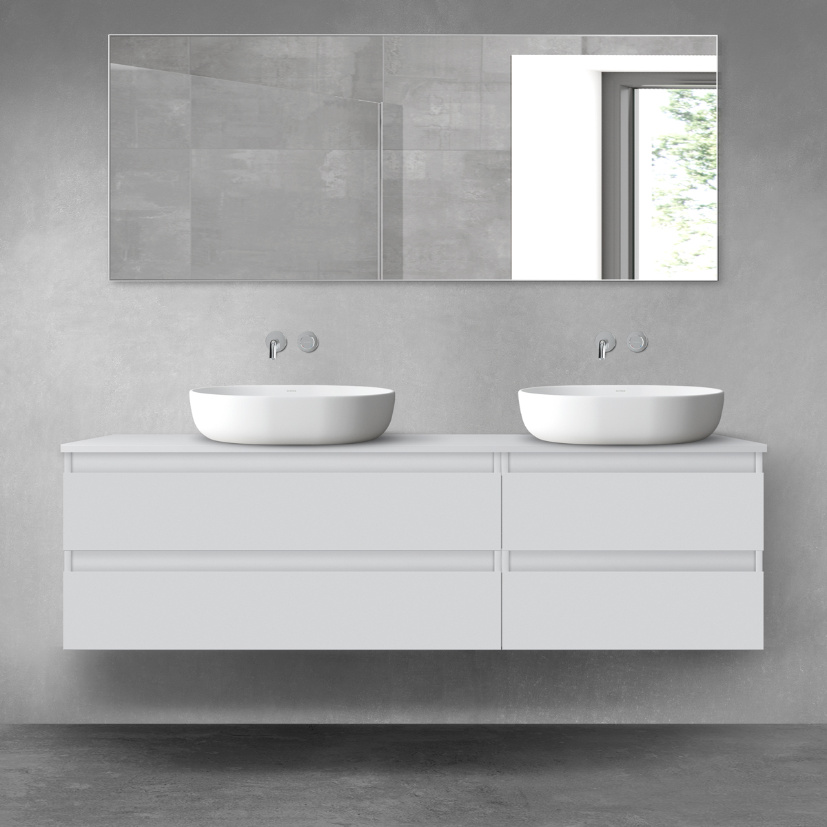 Darmowa Dostawa - Zestaw mebli łazienkowych 160x46.4x48.6 cm podumywalkowa wisząca szara Oltens Vernal 68335700