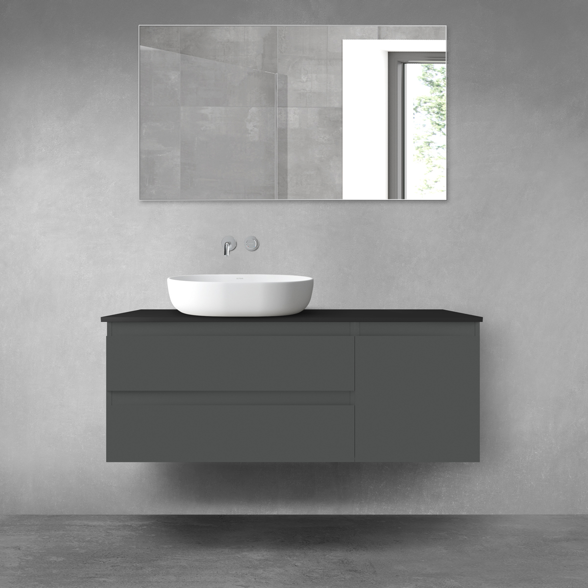 Darmowa Dostawa - Zestaw mebli łazienkowych 120x46.4x48.6 cm podumywalkowa wisząca czarna Oltens Vernal 68213400