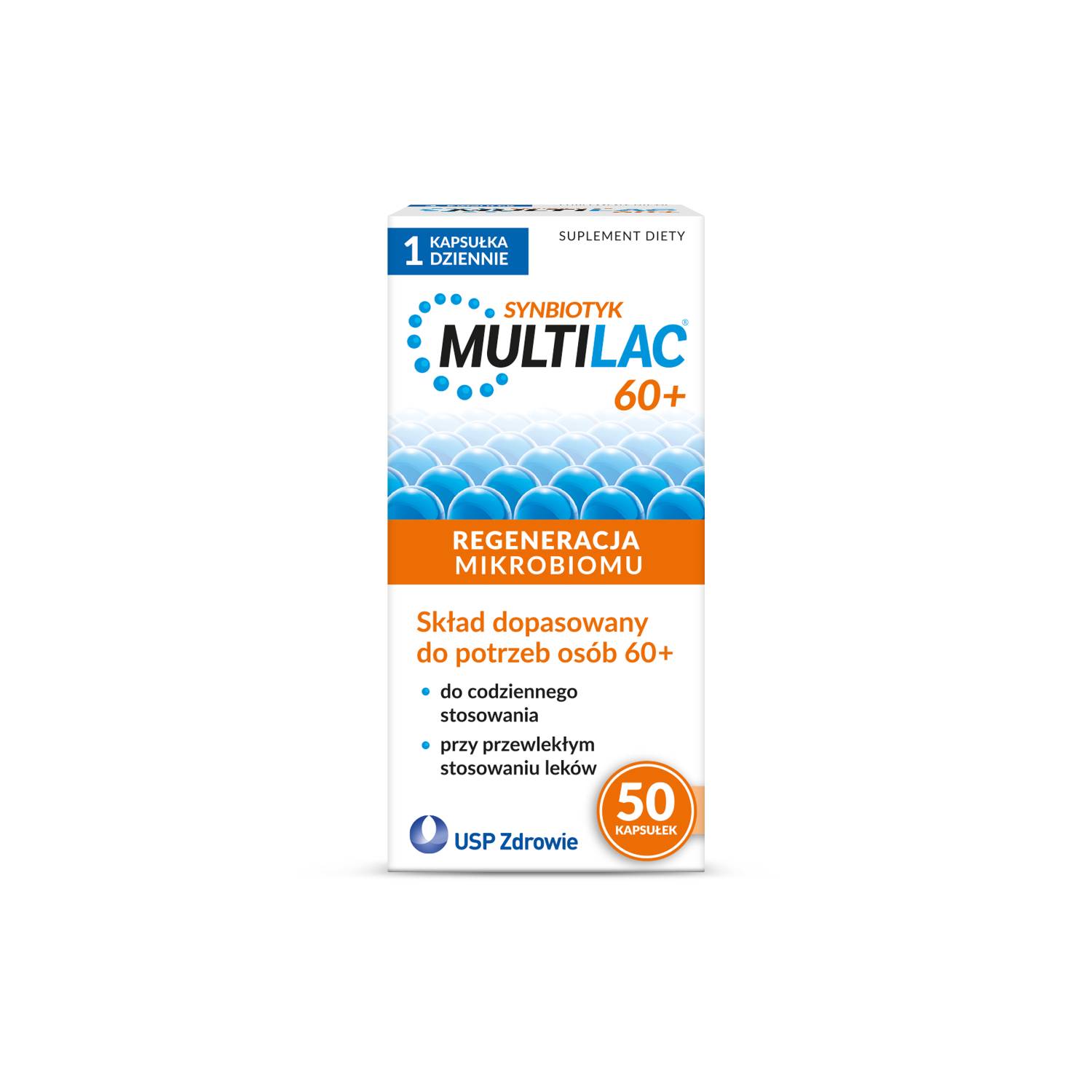 Multilac 60+ synbiotyk (probiotyk + prebiotyk), 50 kapsułek