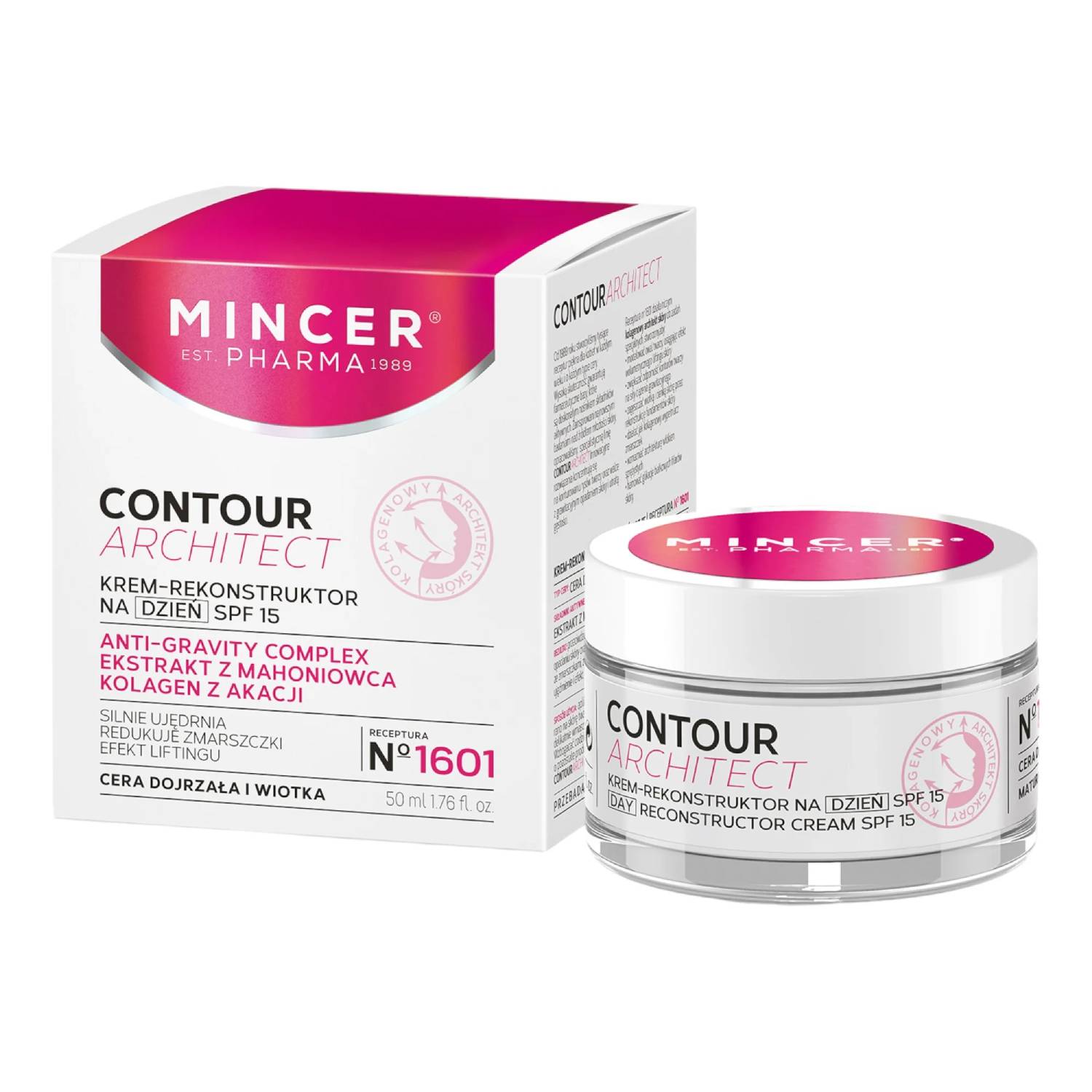 Mincer pharma contour architect - krem-rekonstruktor na dzień spf15, 50 ml