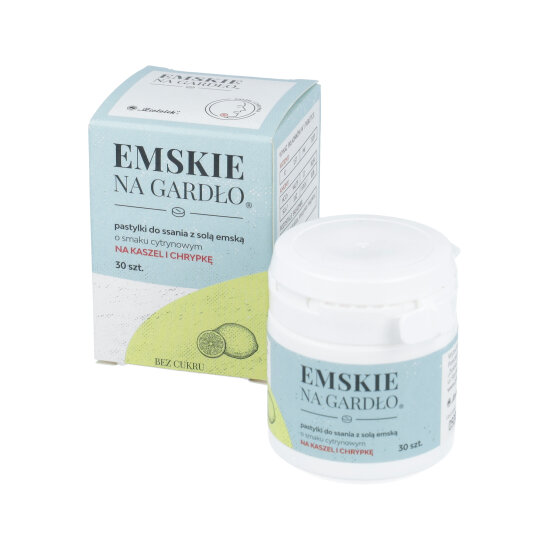 Emskie na gardło - pastylki do ssania, smak cytrynowy, 30 sztuk
