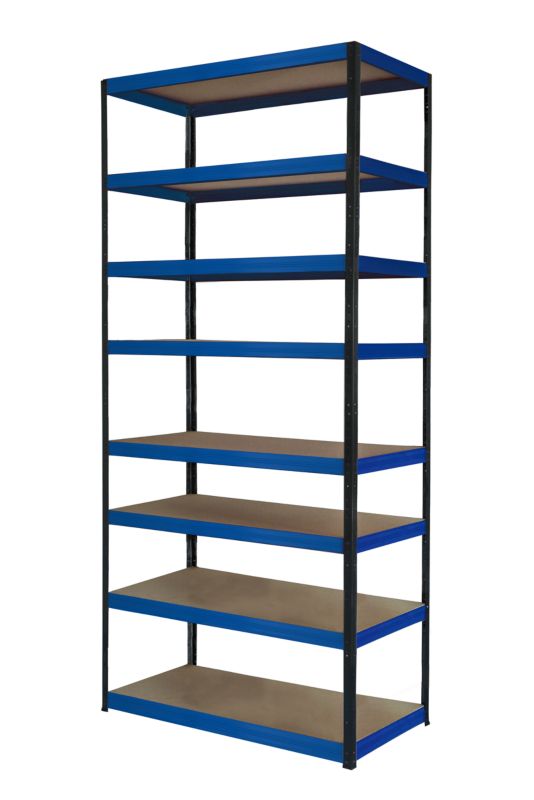 Regał metalowy MODO24 magazynowy czarno-niebieski helios 270x90x35cm 8 półek po 175 kg 1 szt.