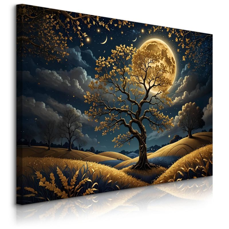 Obraz Muralo Abstrakcja Pejzaż Drzewa Księżyc Natura 70x50 cm 1 szt.