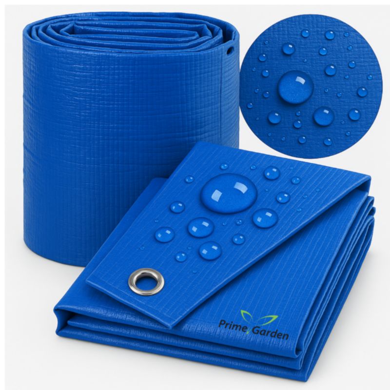 PLANDEKA NIEBIESKA PŁACHTA MROZOODPORNA WZMACNIANA z oczkami do mocowania 50 g/m2 - 10x14 m