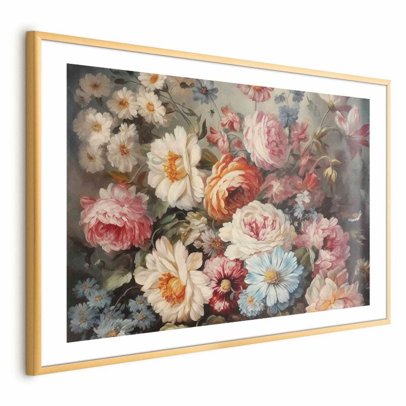 Plakat Artgeist Zapach ogrodowych kwiatów 60x40 cm z ramą złotą z marginesem 1 szt