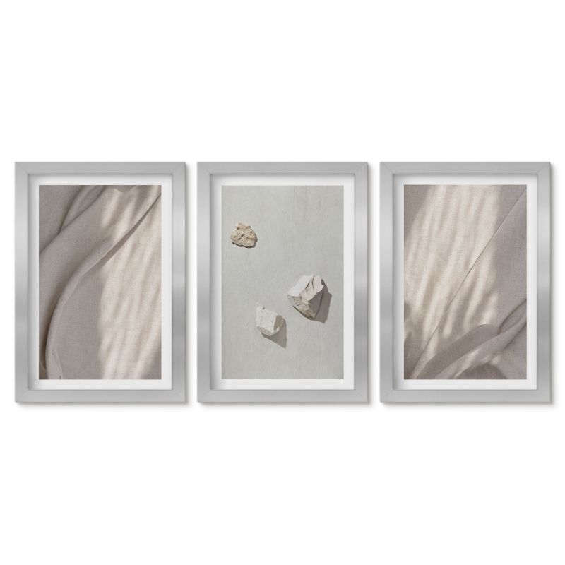 Komplet obrazów srebrna rama Tulup 20x30 cm Zbliżenia struktury styl boho Dekoracja ścienna do przedpokoju 1 kpl