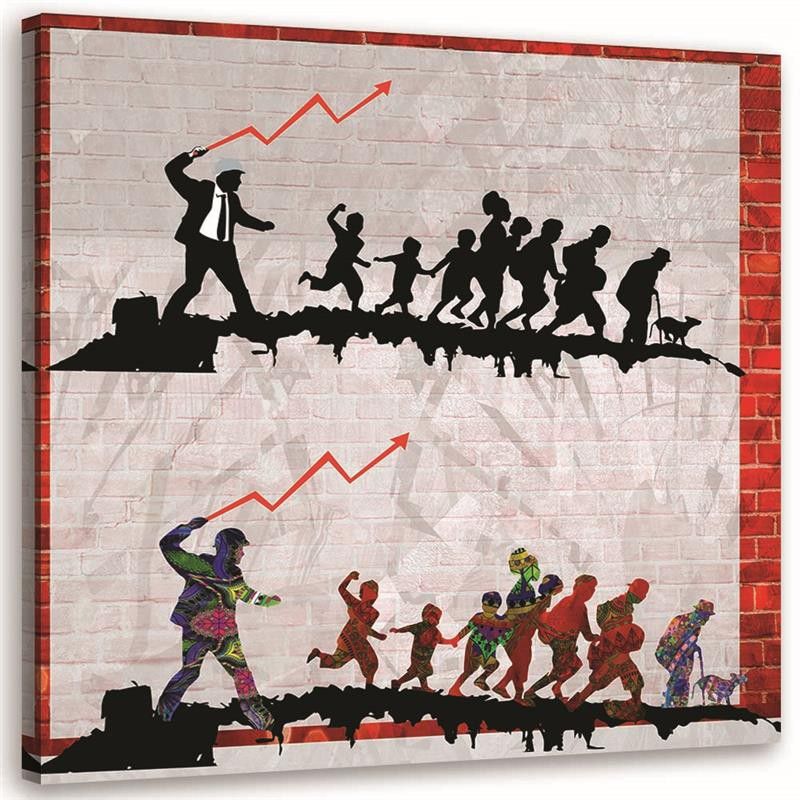 Obraz na płótnie Feeby Banksy Polityka ekomoniczna 40x40cm 1szt