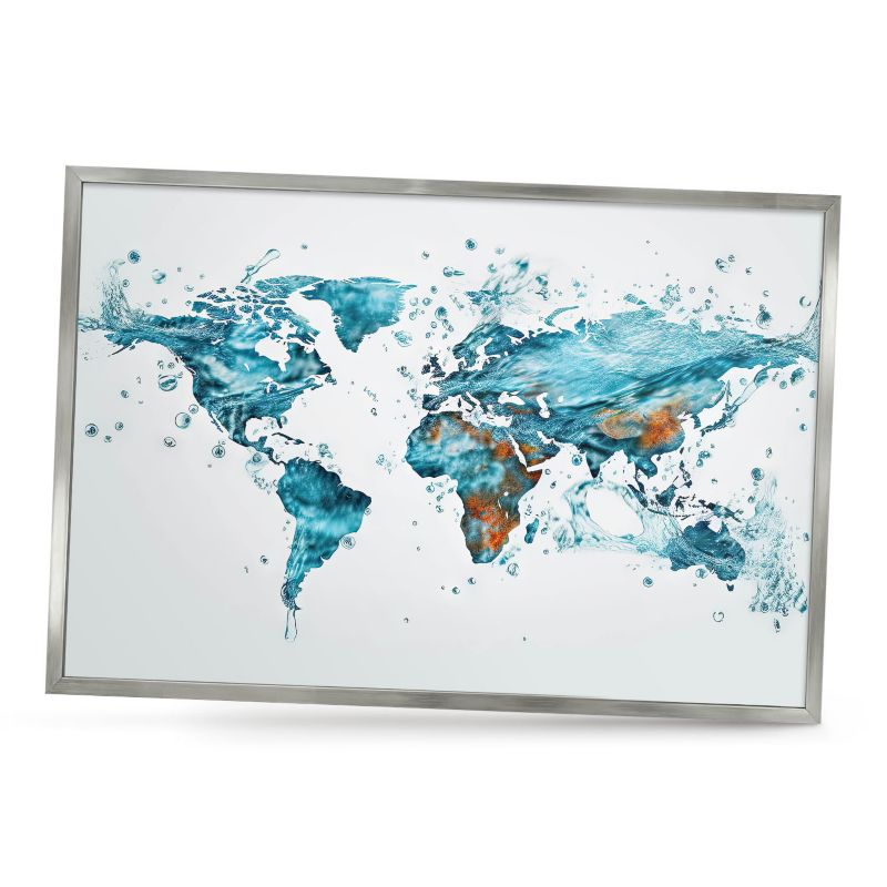 Tablica magnetyczna ozdobna ArtPrintCave 60x40 Wodna mapa w srebrnej ramie 1szt