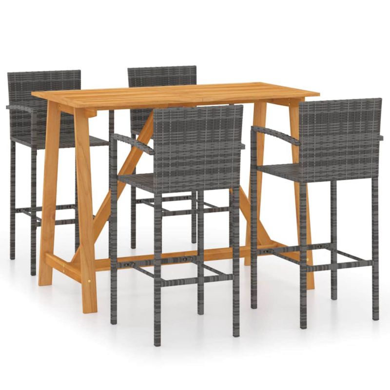 Zestaw mebli ogrodowych barowy WaszeMeble 4-osobowy polirattan szary WM-3067970 1 kpl