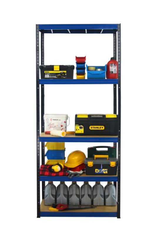 Regał metalowy MODO24 magazynowy stojak czarno-niebieski helios 180x120x50cm 5 półek po 175 kg 1 szt.