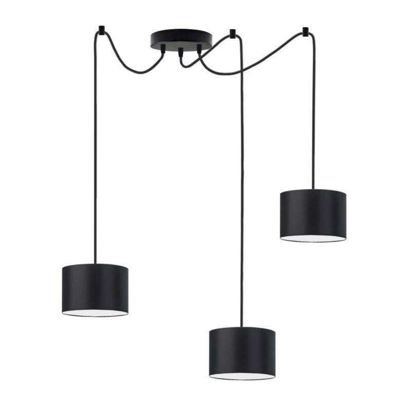 Lampa wisząca zwis Volta Light Factory żyrandol sufitowa pająk z abażurami walec Czarny TANGO Z3 1szt.