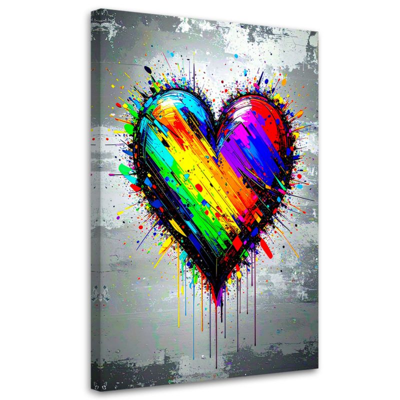 Obraz do sypialni salonu Feeby Kolorowe Serce Graffiti Street Art 80x120cm 1szt