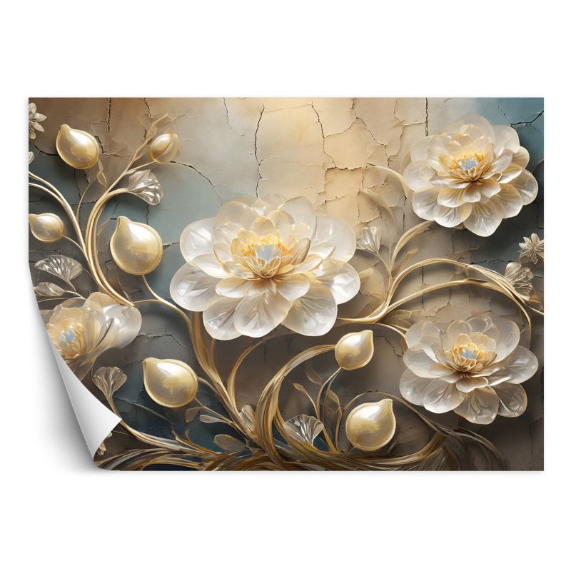 Fototapeta Feeby Kwiaty Złoty Glamour 150x105 1 szt