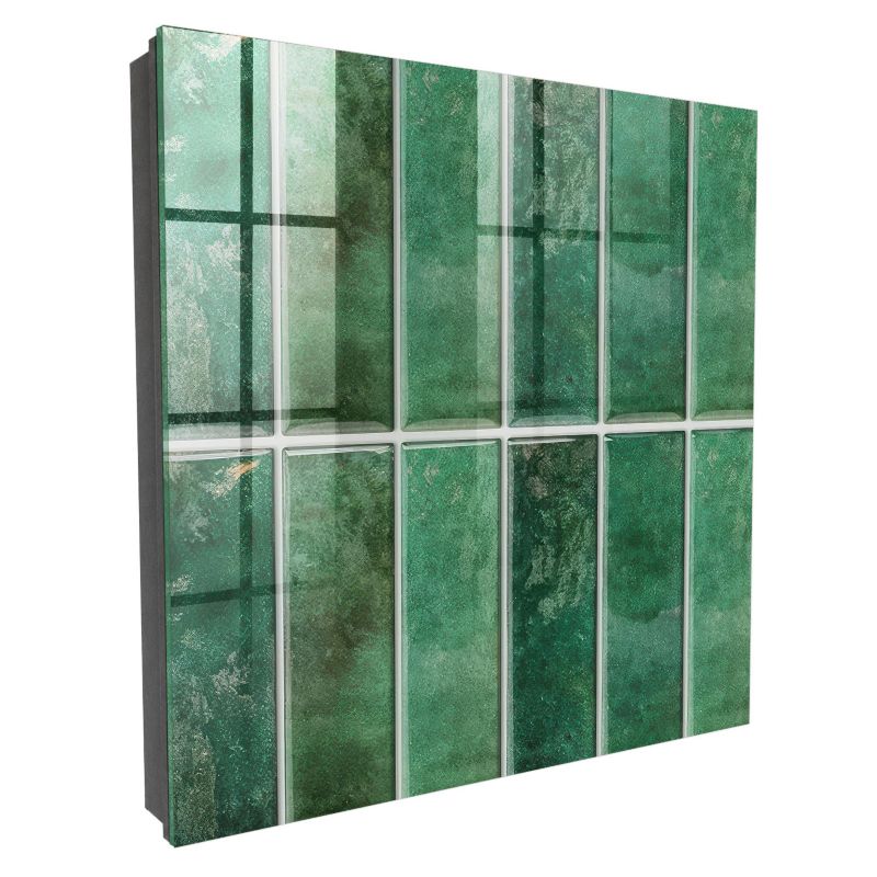 Skrzynka Na Klucze Szkło Hartowane Tulup 30x30 cm Zielony wzór - Czarna - Otwierana na lewo 1 szt.