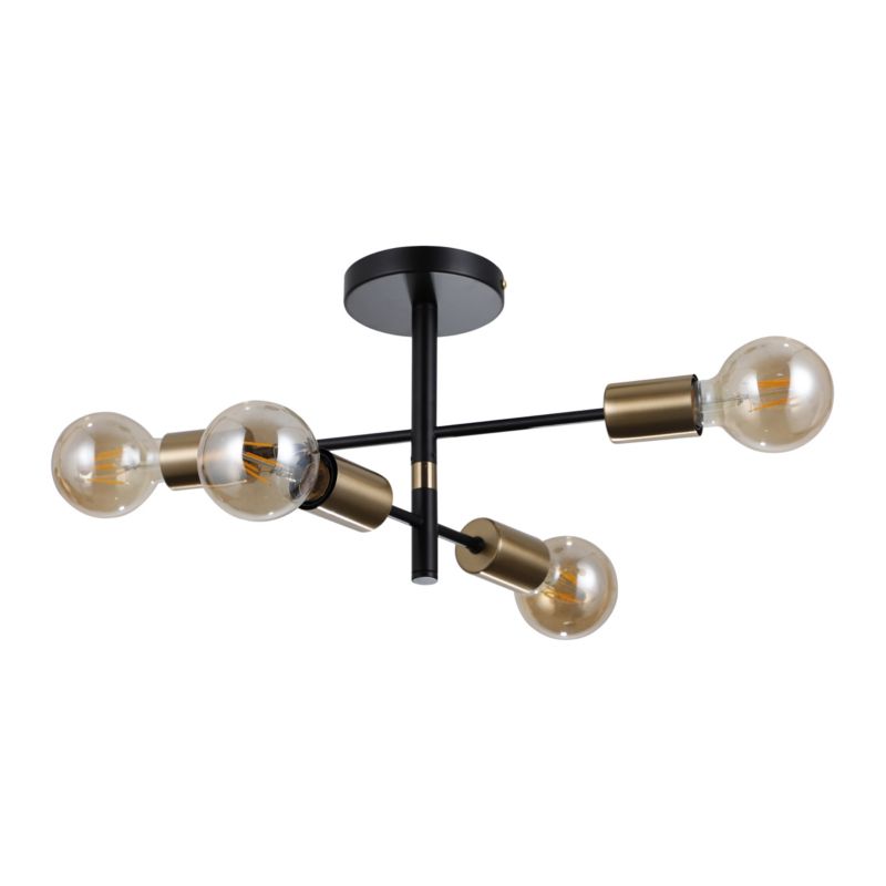 Lampa wisząca skrzyżowane ramiona Italux Piansi czarna 4xE27x40W IP20 wym:23x40x40cm - 1 szt.