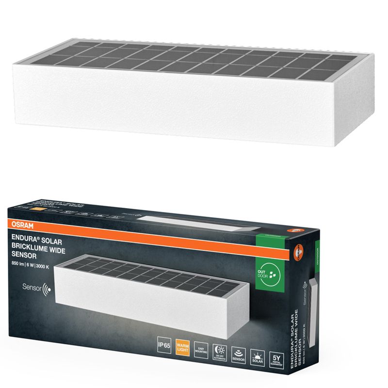 Kinkiet Solarny Endura Osram Lampa LED z Czujnikiem Ruchu i Zmierzchu 6W 850lm 3000K Biały IP65 1 szt.