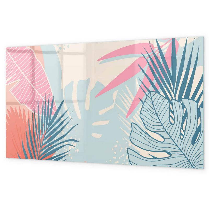 Tablica Magnetyczna Suchościeralna Tulup 120x60 cm Pastelowe liście Z magnesami, gąbką i Czarny marker 1 kpl