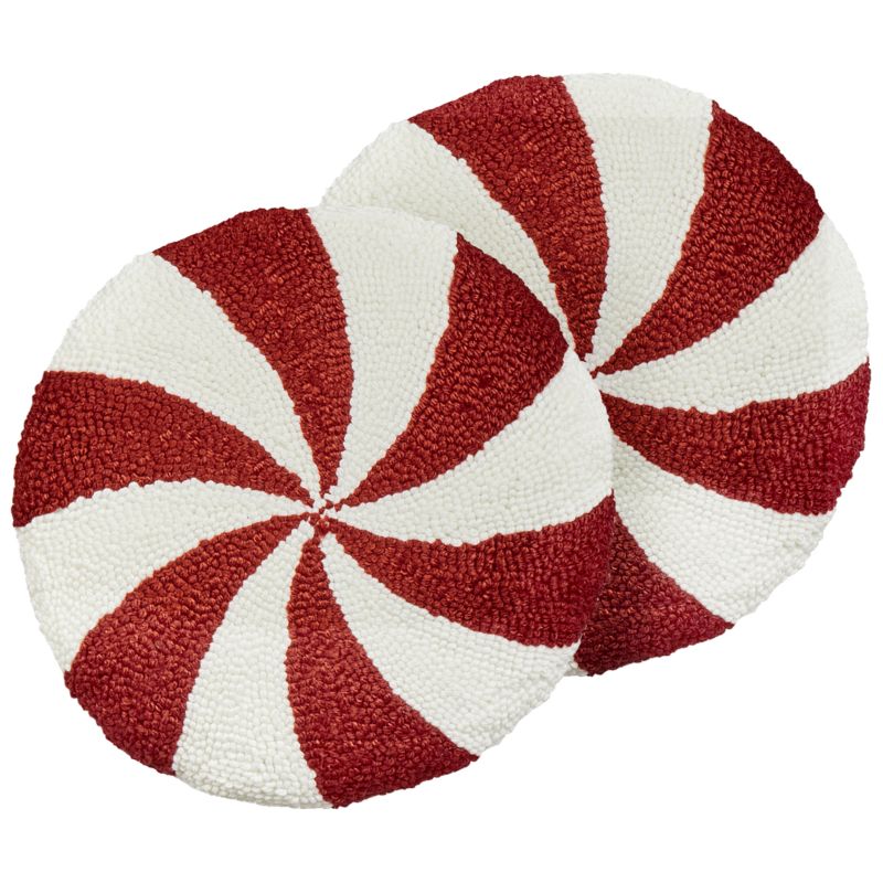 Zestaw 2 poduszek dekoracyjnych Swirl candy Boucle 40 x 40 cm Czerwony 1 par.