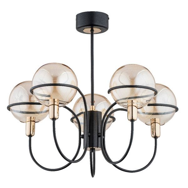 Lampa wisząca Alfa PETRA czarno-złota 5xE14x10W wym:52x59x59cm IP20 -1 szt.