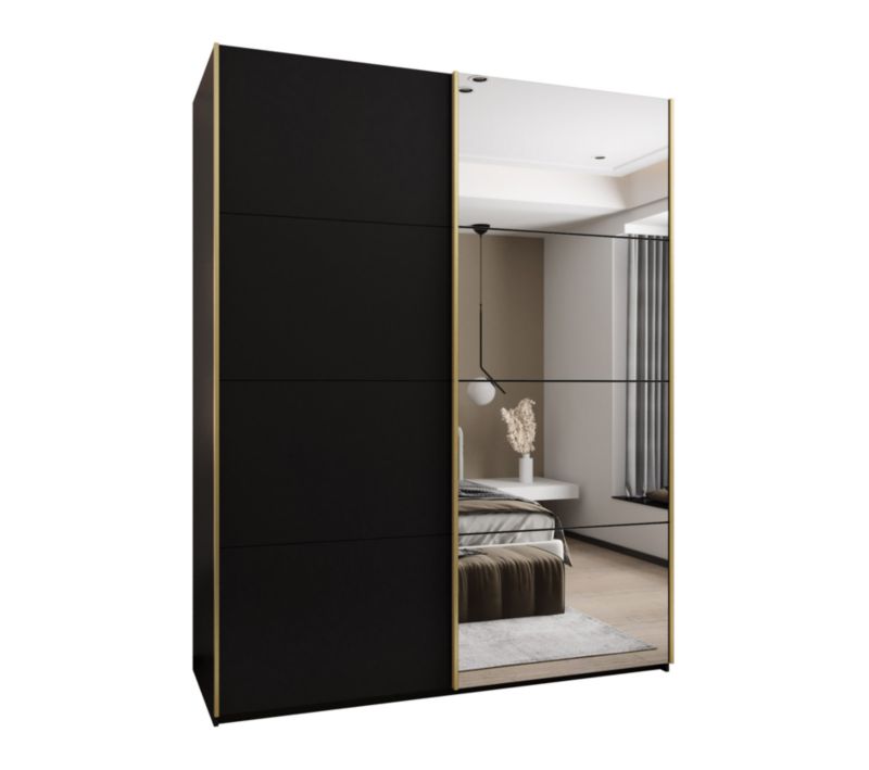 Szafa przesuwna Abiks LUX 3 wysoka szer.190cm czarny/czarny/złoty 1szt.