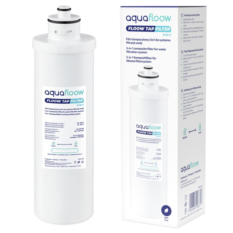 Filtr wody, AquaFLoow, kompozytowy, 5w1, z węglem aktywnym CTO, , REDOX, redukcja chloru, 1szt.