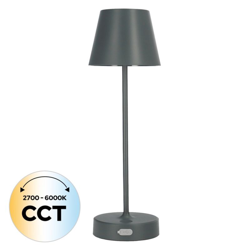 Lampka EDO stołowa NELI 2,7W LED szara z akumulatorem 2200mAh IP54 CCT 200lm 33cm 1 szt.