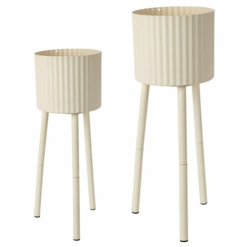 Zestaw 2 donic na stojakach Nordic Bloom HowHomely biały mat metal 16x16x38/18x18x58 cm 1 szt.