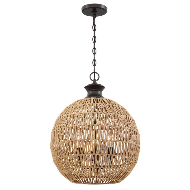 Lampa wisząca Quoizel Casablanca 6198 palladiański brązowo-beżowa boho 3xE27 x 1 szt.