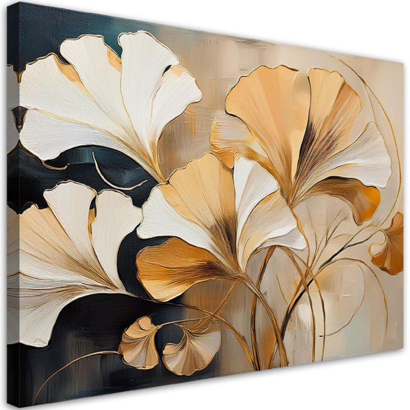 Obraz do salonu sypialni Feeby Boho Ginko Liście Natura 60x40 cm 1szt