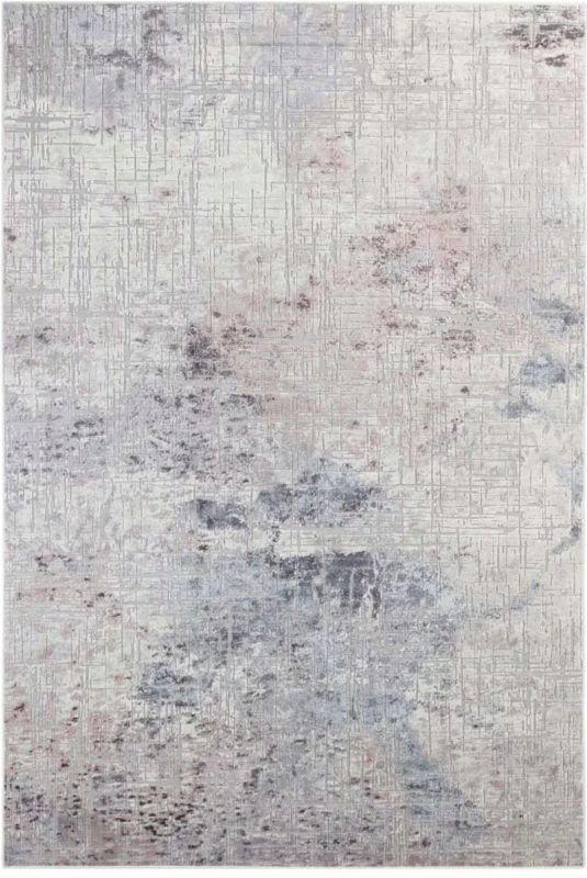 Dywan Elle Decor 135x195 cm, szary różowy niebieski, nowoczesny wzór kamienny, do salonu, 1 szt.