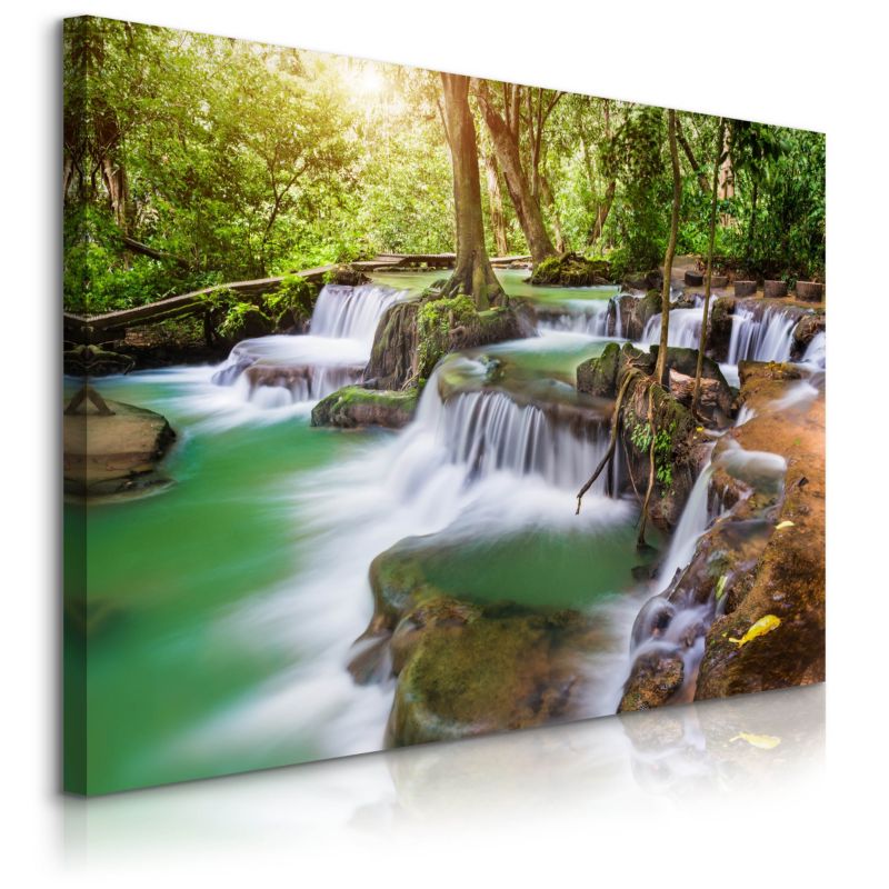 Obraz Muralo Na Płótnie Wodospad W Dżungli Natura Krajobraz Do Salonu 90x60 cm 1 szt.