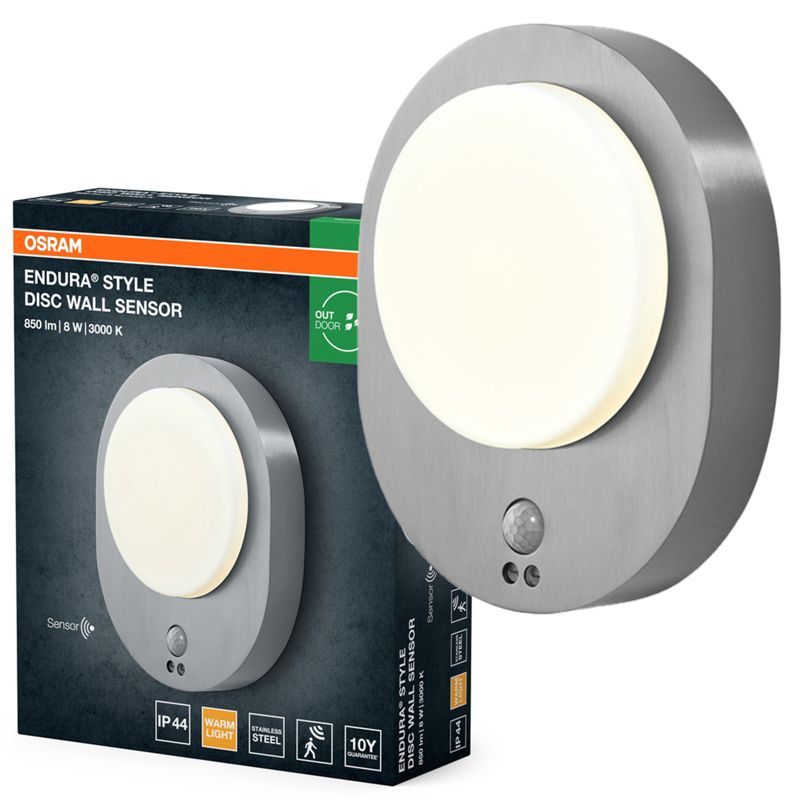 Kinkiet Ogrodowy Endura Osram Lampa Elewacyjna LED z Czujnikiem Ruchu i Zmierzchu 8W 370lm 3000K Aluminium IP44 1 szt.