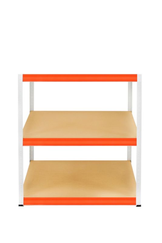 Regał magazynowy garażowy metalowy MODO24 biało-pomarańczowy helios 106x120x35cm 3 półki po 350 kg 1 szt.
