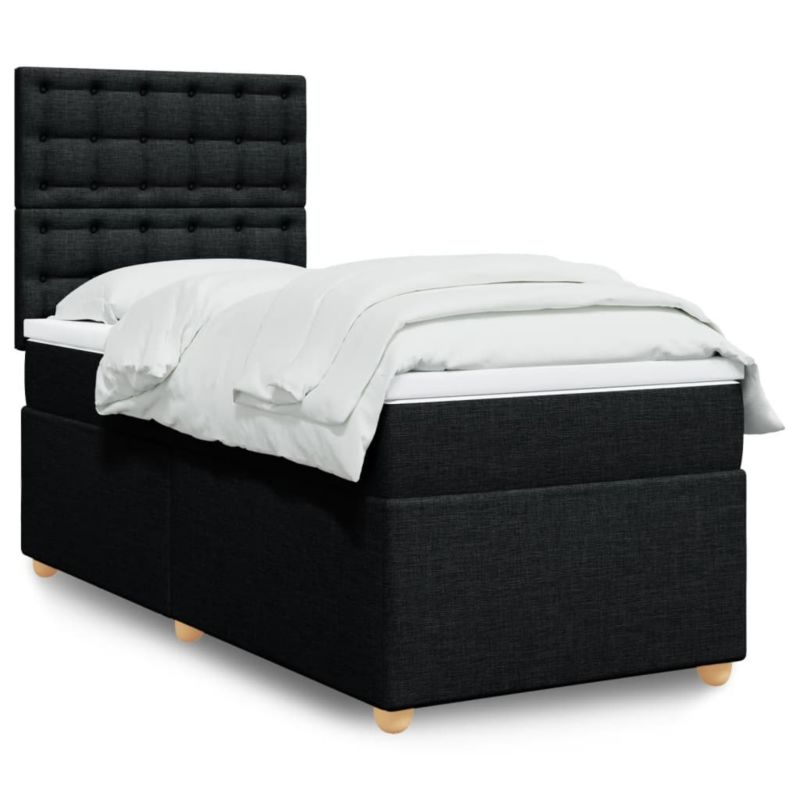 Łóżko z materacem WaszeMeble 90x190 cm Czarny tkanina WM-3291151 1 szt.